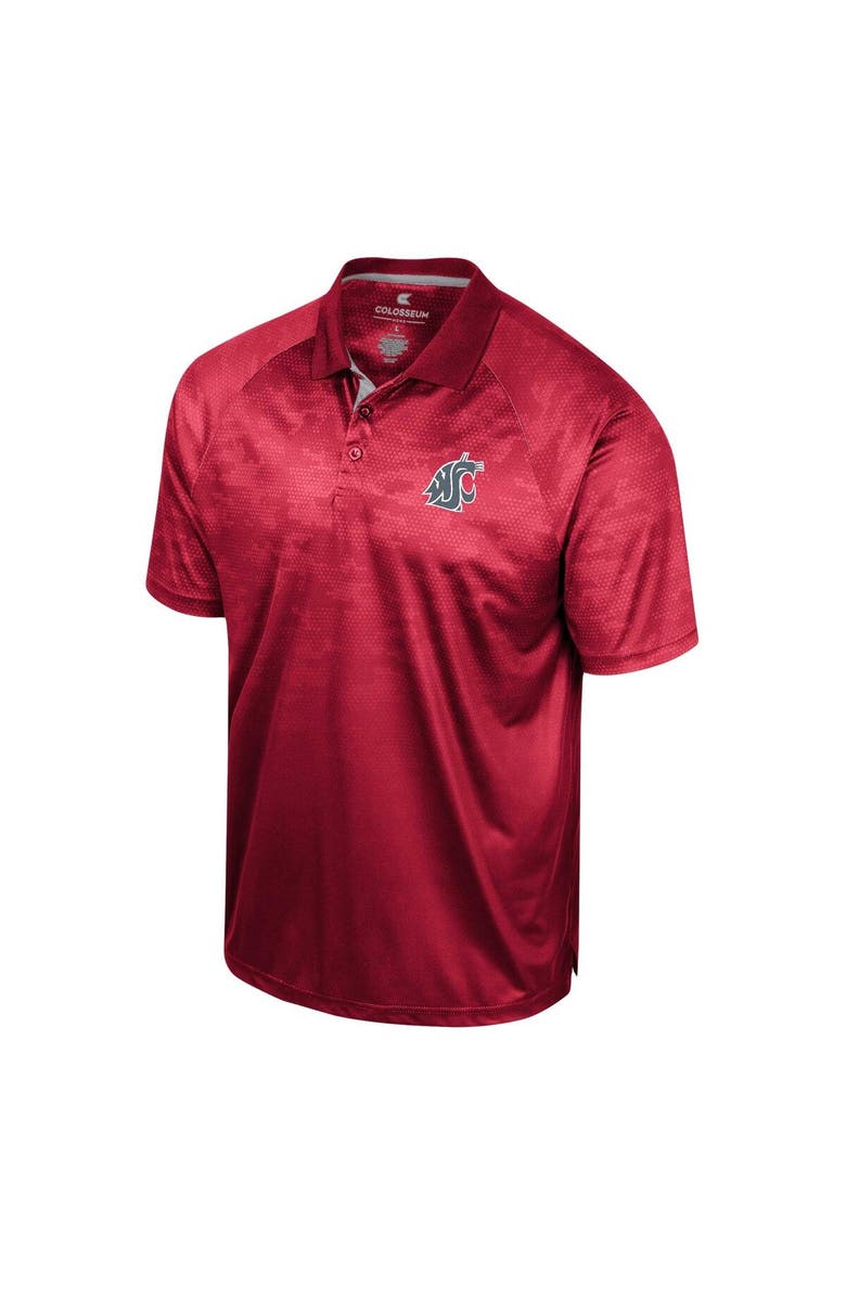 COLOSSEUM Men's Colosseum Crimson Washington State Cougars Honeycomb Raglan Polo, Alternate, color, Crimson