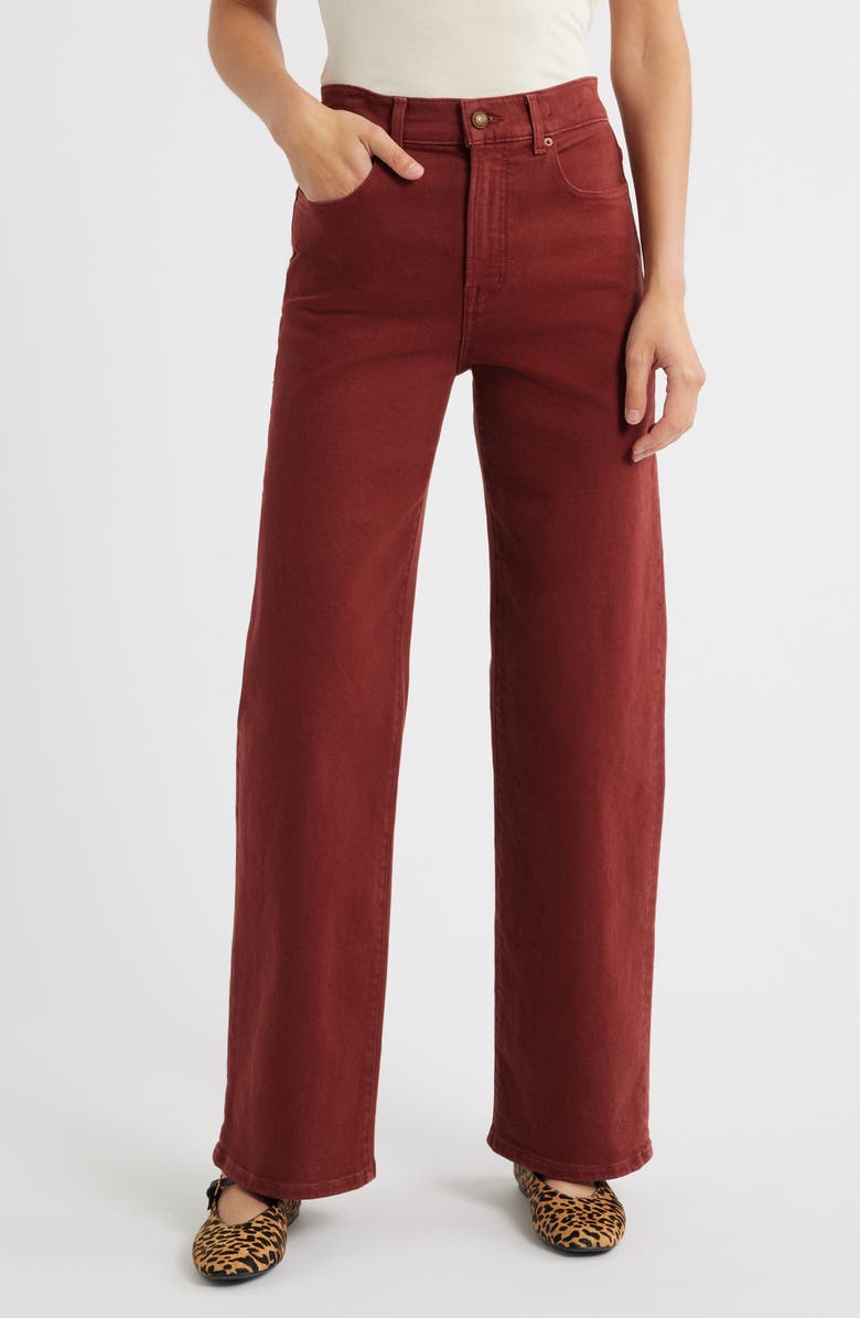 Madewell The Perfect Wide Leg Jeans, Main, color, Deep Redwood