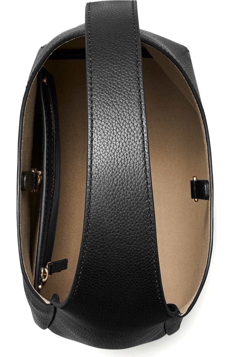 Tory Burch Small Romy Pebble Leather Hobo Bag, Alternate, color, Black