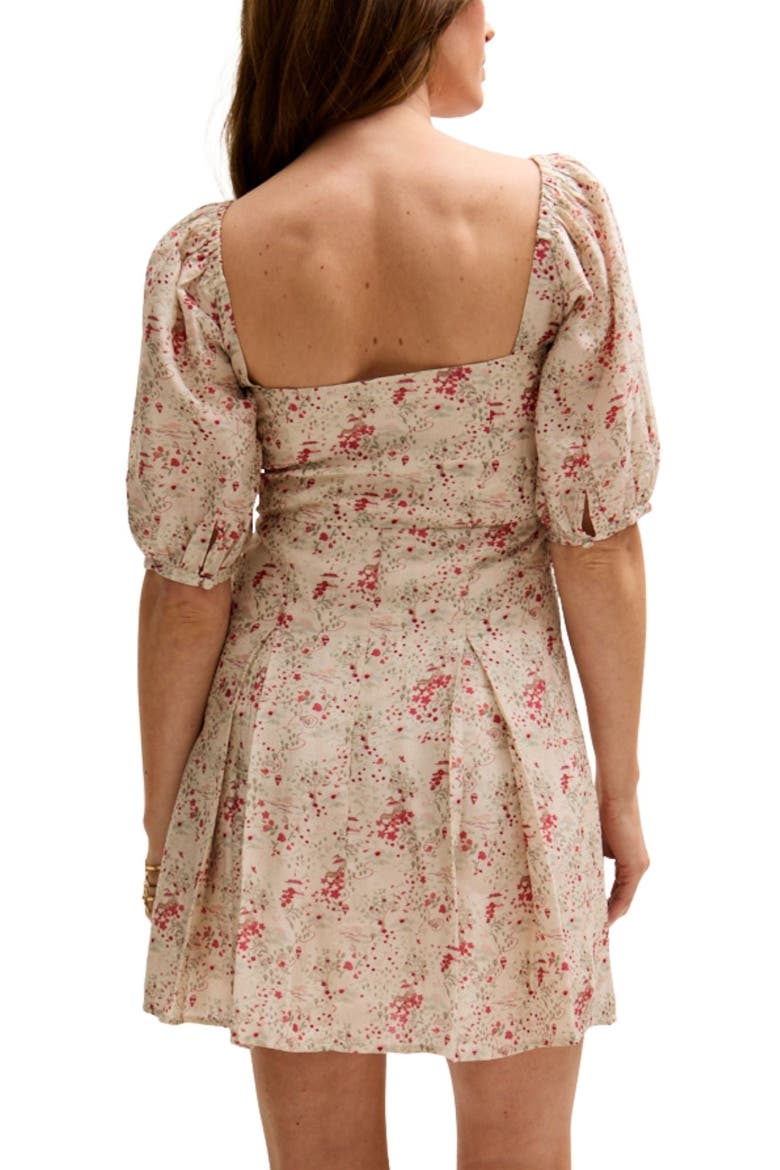 India Button Front Wishing Well Print Mini Dress, Alternate, color, Red