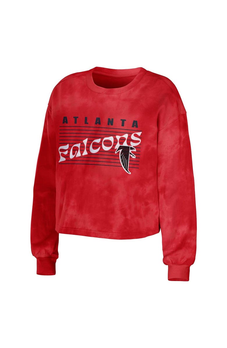 WEAR by Erin Andrews Women's WEAR by Erin Andrews Red Atlanta Falcons Tie-Dye Cropped Pullover Sweatshirt & Shorts Lounge Set, Alternate, color, Red