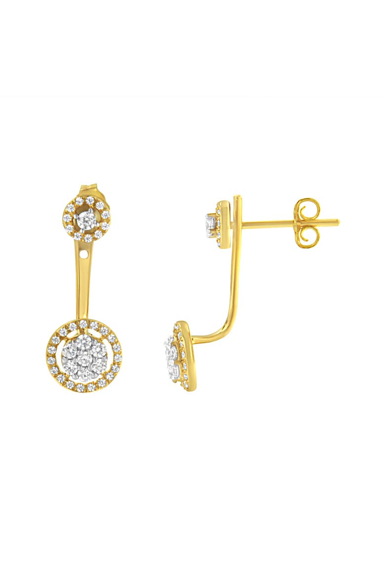 14K Yellow Gold Plated Silver 5/8 Ct Diamond Removable Stud and Dangle Earrings, Alternate, color, Yellow
