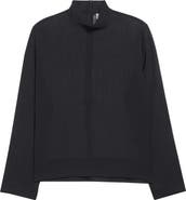 TOTEME Mock Neck Long Sleeve Cotton & Silk Top