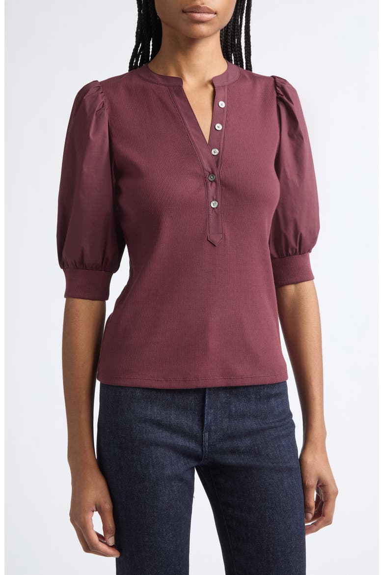 Coraleet Puff Shoulder Top, Alternate, color, BURGUNDY