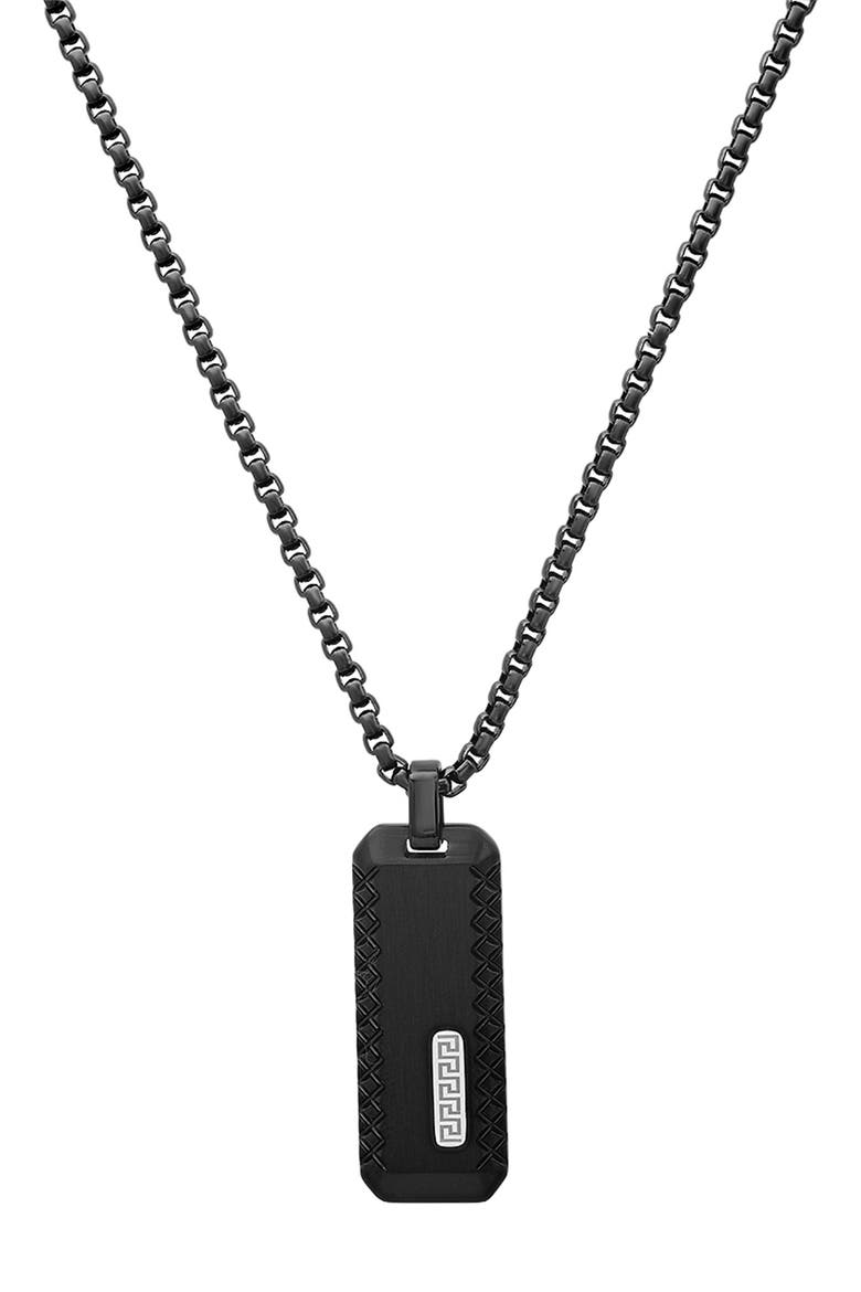 Men's Two-Tone Stainless Steel Dog Tag Pendant Necklace, Main, color, BLACK