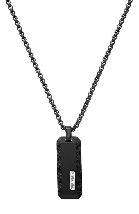 Men's Two-Tone Stainless Steel Dog Tag Pendant Necklace