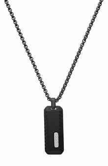 HMY JEWELRY Men's Two-Tone Stainless Steel Dog Tag Pendant Necklace