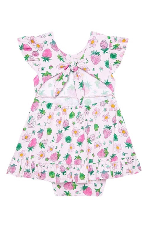 Posh Peanut Kyra Strawberry Print Cutout Skirted Bodysuit In Pink