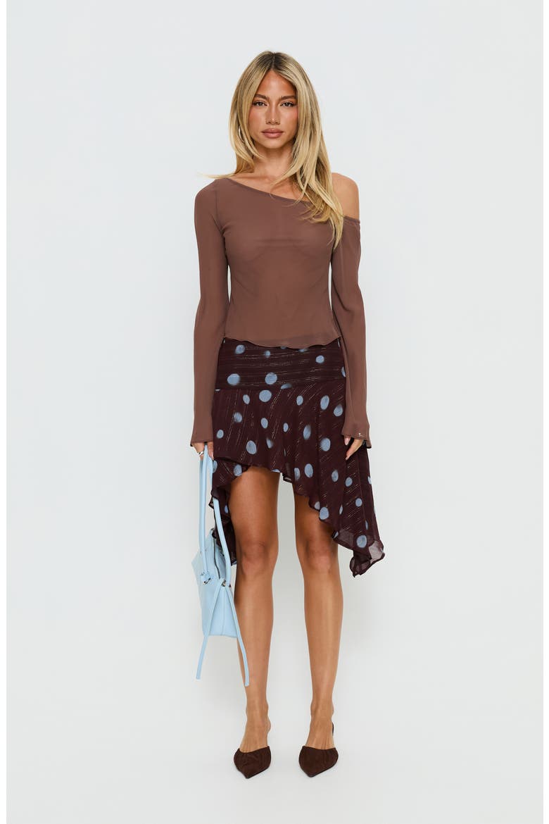Hevenna Metallic Asymmetric Skirt, Alternate, color, BROWN