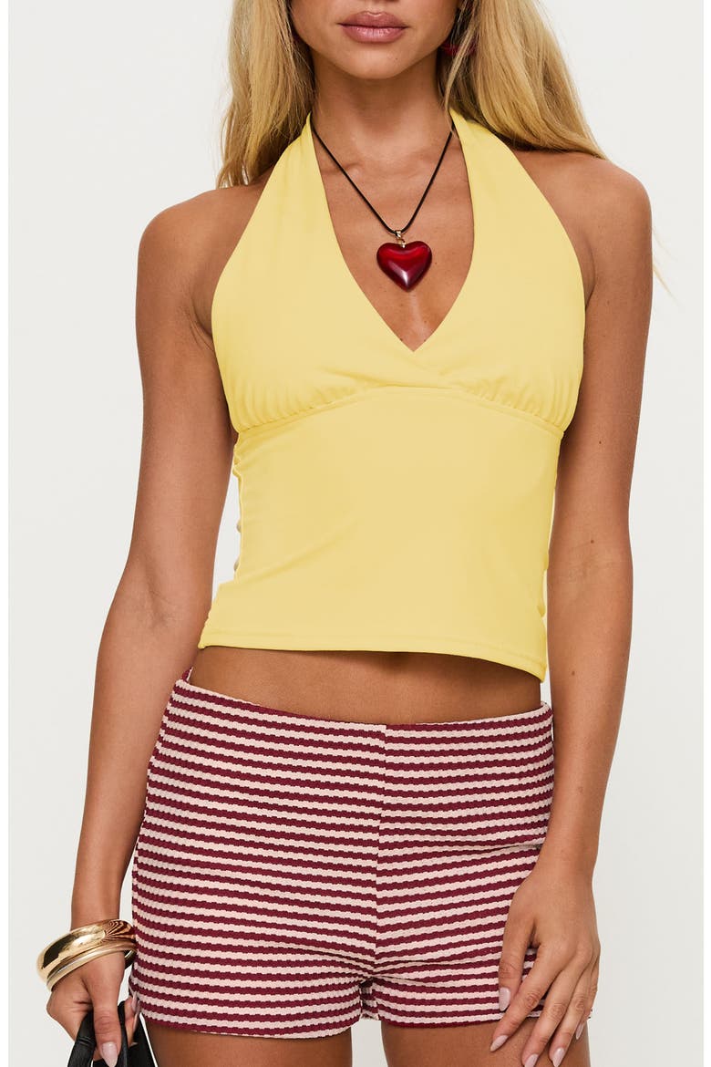 Whimsy Lemon Crop Halter Top, Main, color, LEMON