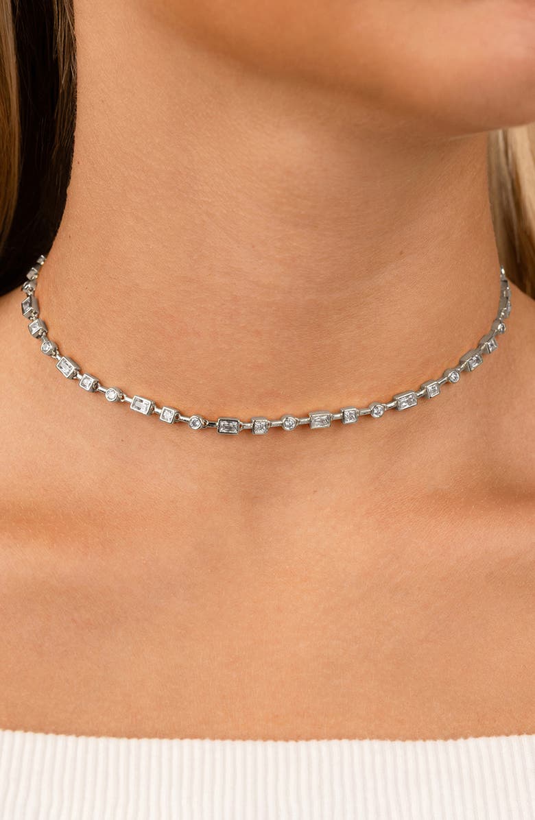 Sterling Forever Camden Slide Tennis Necklace, Alternate, color, Silver