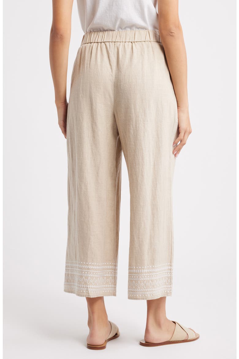 Two Palms Embroidered Wide Leg Linen Pants, Alternate, color, NATURAL LINEN