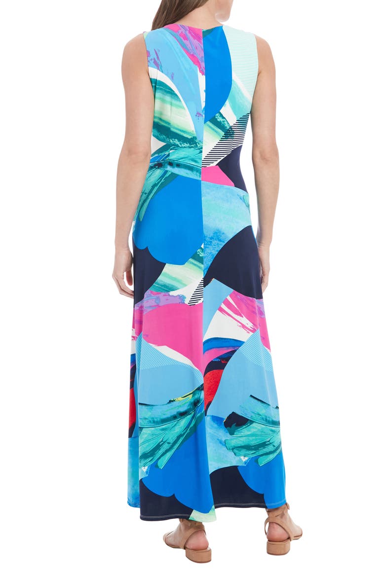 Shirred Surplice Wrap Maxi Dress, Alternate, color, WHITE/ BLUE