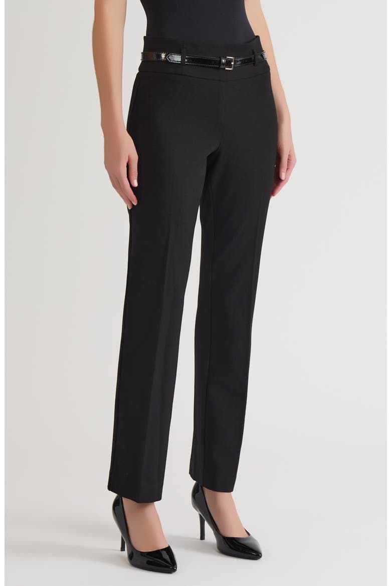 Belted High Waist Bootcut Pants, Alternate, color, BLACK