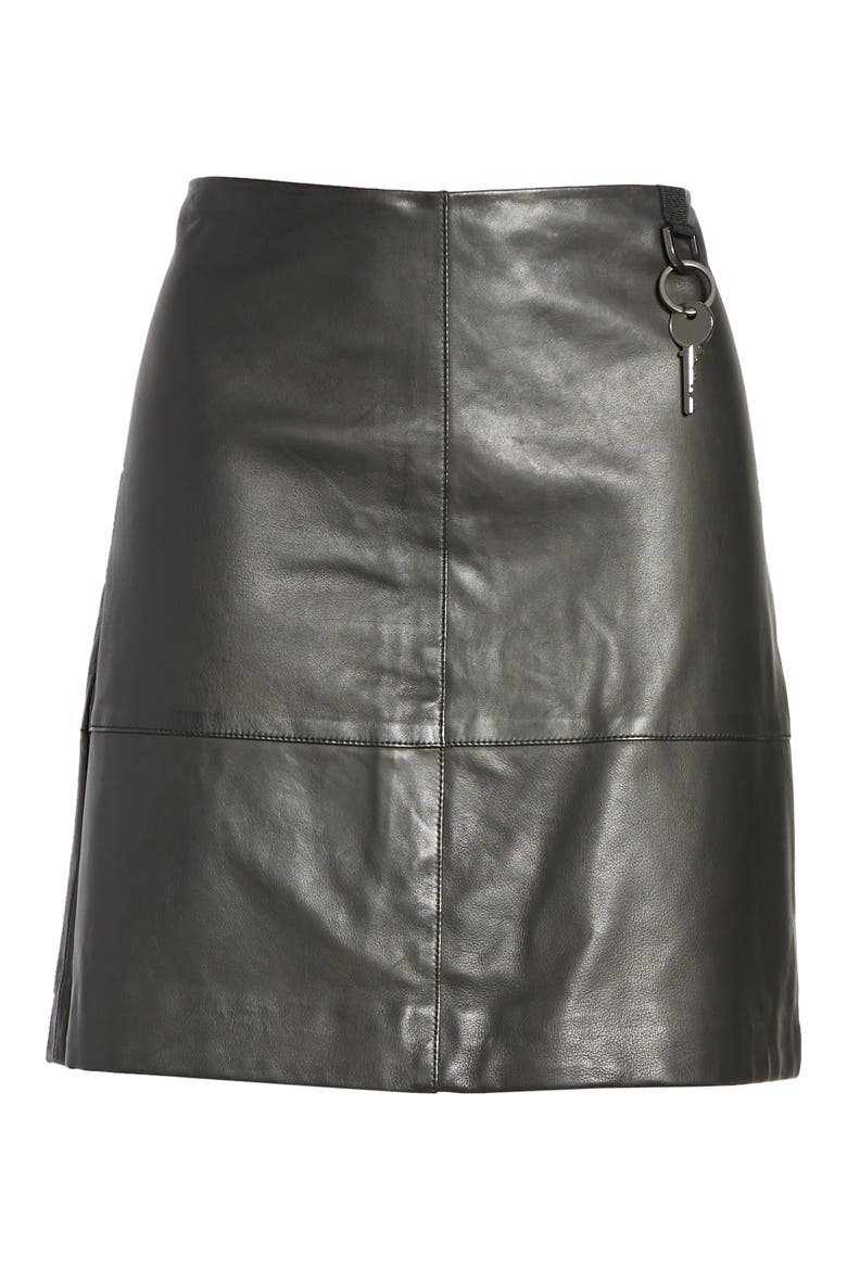 Leather Miniskirt, Alternate, color, BLACK