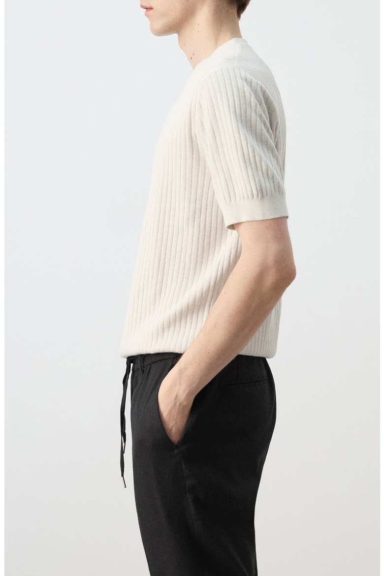Short Sleeve Cotton & Modal Rib Top, Alternate, color, SAND
