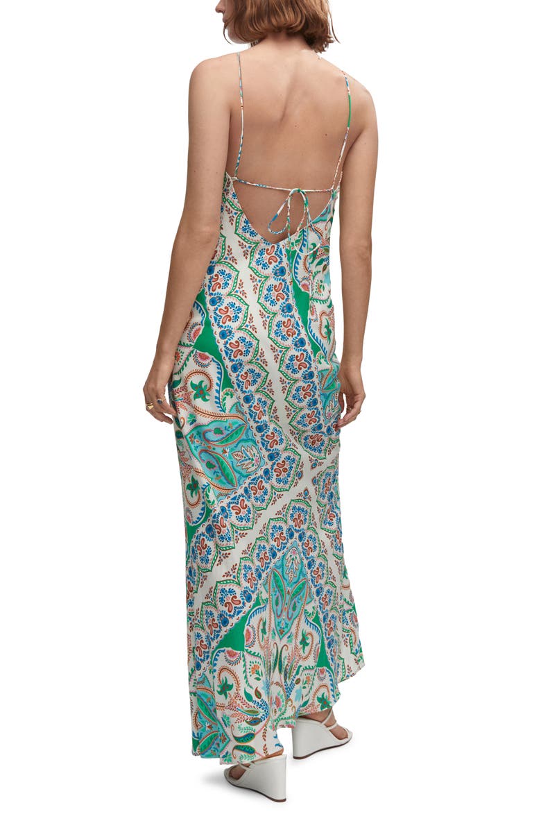 MANGO Paisley Open Back Maxi Dress, Alternate, color, 