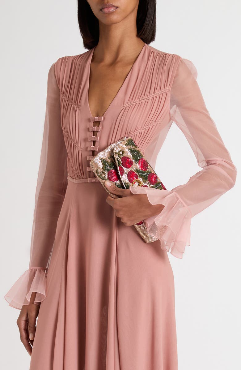 Valentino Garavani Embroidered & Beaded Satin Shoulder Bag, Alternate, color, Multicolor/ Rouge Pur