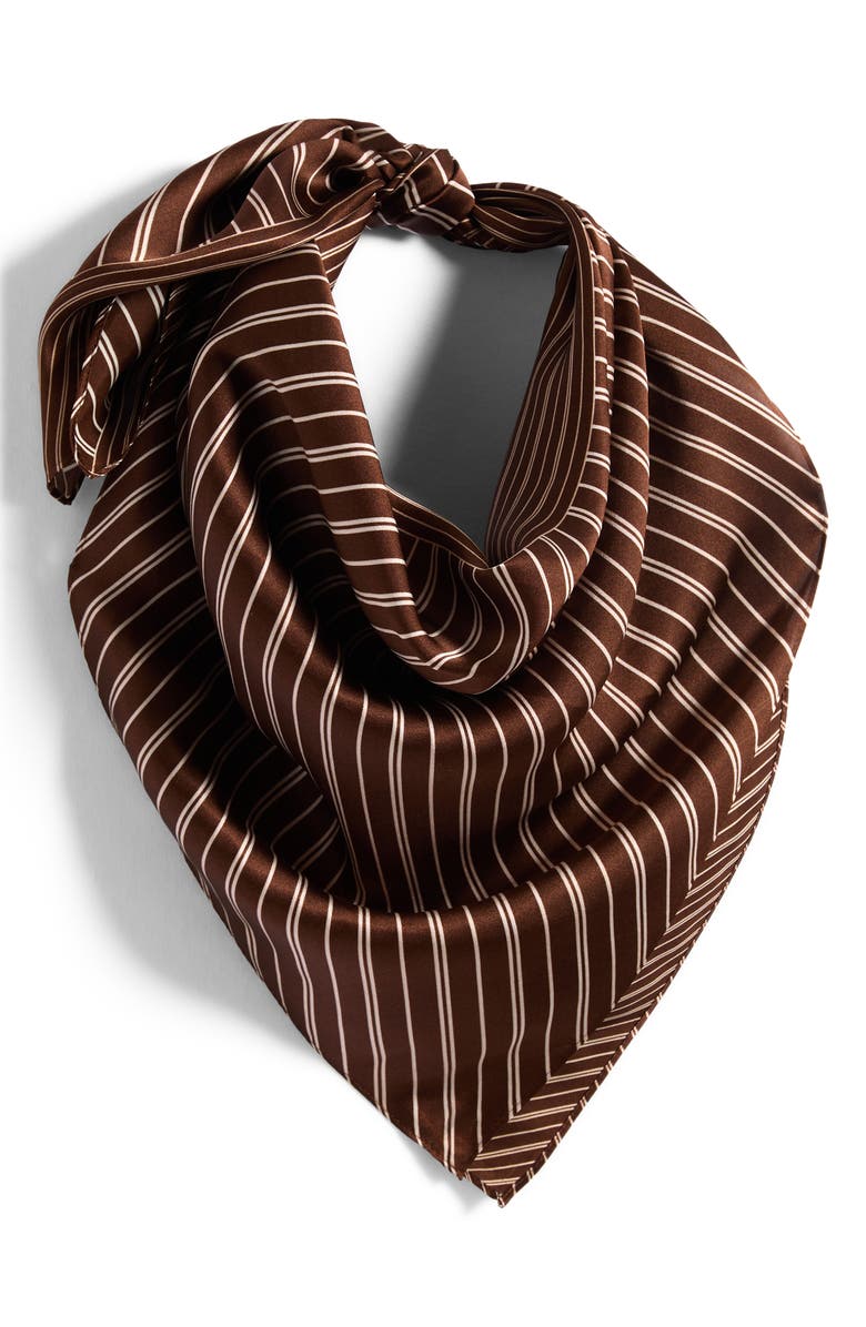 rag & bone Gia Silk Square Scarf, Main, color, Brown Stripe