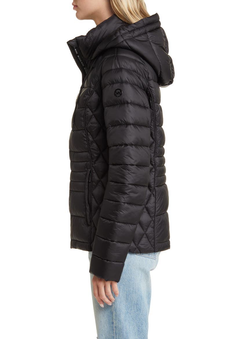 Lightweight Hooded Puffer Jacket, Alternate, color, BLACK