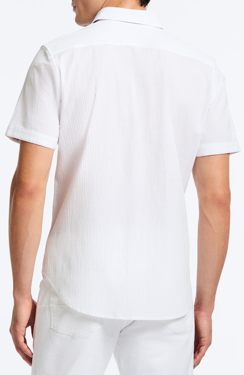 Robert Graham Thresher Classic Fit Solid Short Sleeve Cotton Seersucker Button-Up Shirt, Alternate, color, White