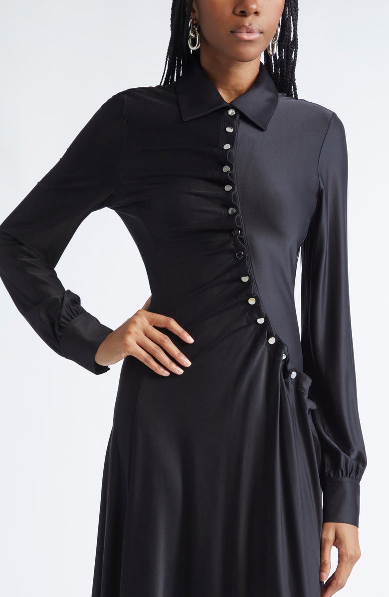 Rabanne Long Sleeve Draped Jersey Midi Dress, Alternate, color,
