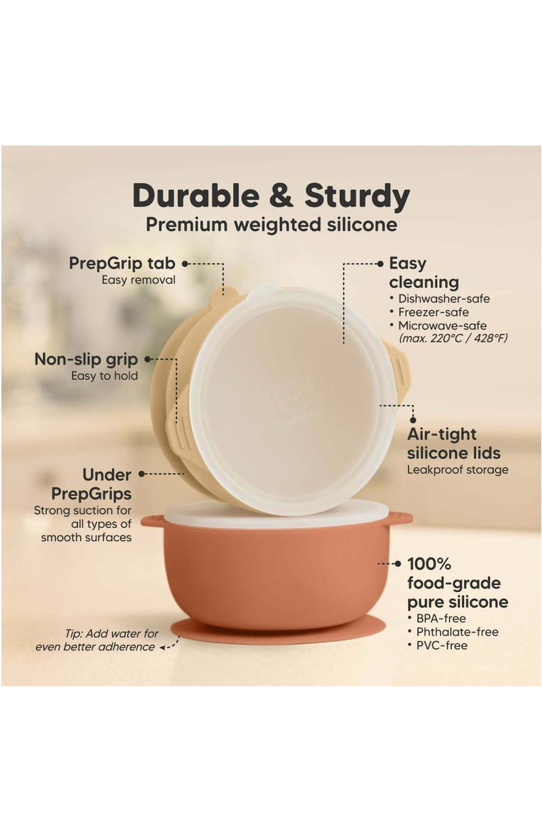 KeaBabies 2-Pack Silicone Suction Bowls, Alternate, color, Terracotta