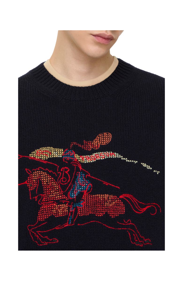 Burberry Cross Stitch EKD Wool Cashmere Sweater, Alternate, color, Navy