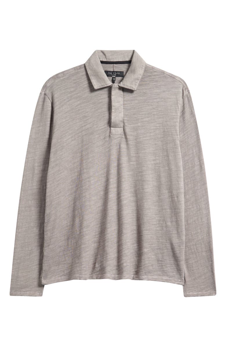 rag & bone Washed Flame Rugby Polo Top, Alternate, color, Grey