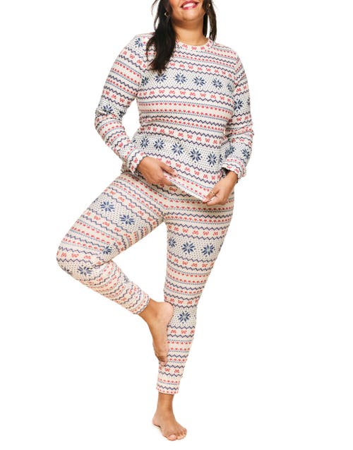 Adore Me Janise Pajama Long Sleeve Top & Leggings Set In Novelty White