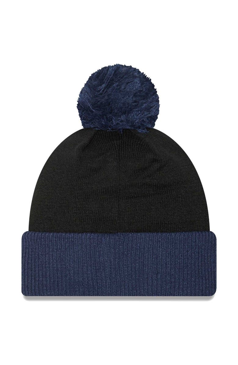 New Era Men's New Era Navy/Black Dallas Cowboys Confident Cuffed Knit Hat with Pom, Alternate, color,