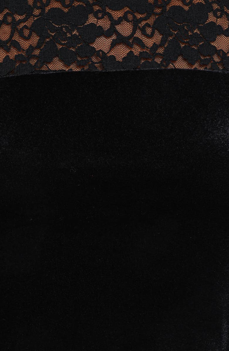 Petal & Pup Caitlin Lace & Velvet Crop Top, Alternate, color, Black Velvet