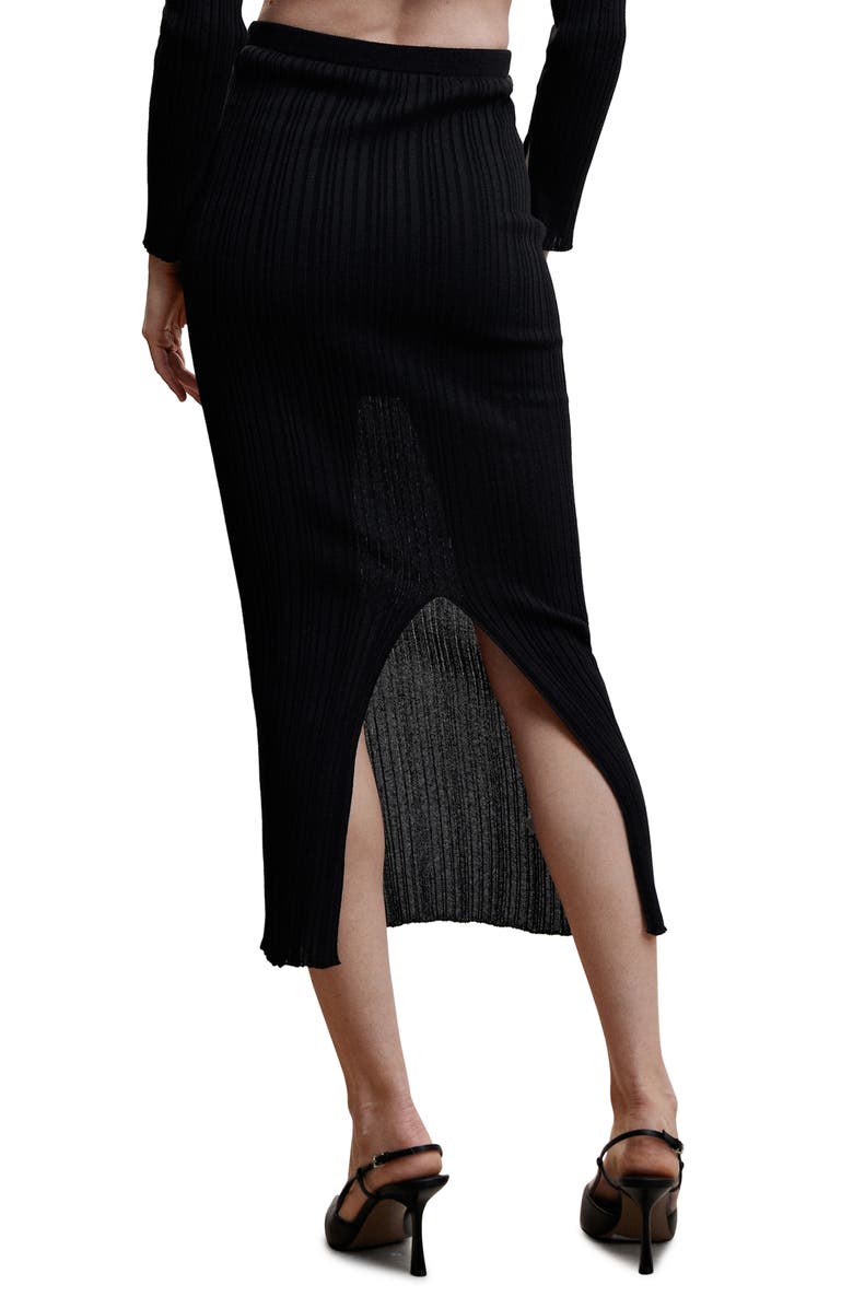 MANGO Rib Front Slit Skirt, Alternate, color,