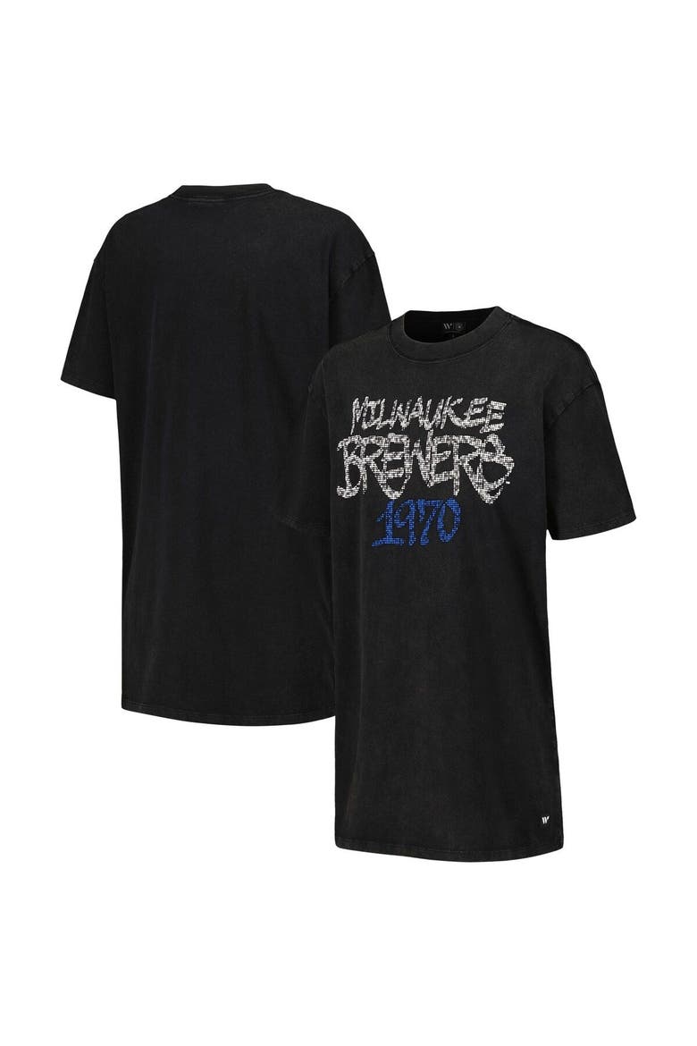 Women's The Wild Collective Black Milwaukee Brewers T-Shirt Dress, Main, color, Black