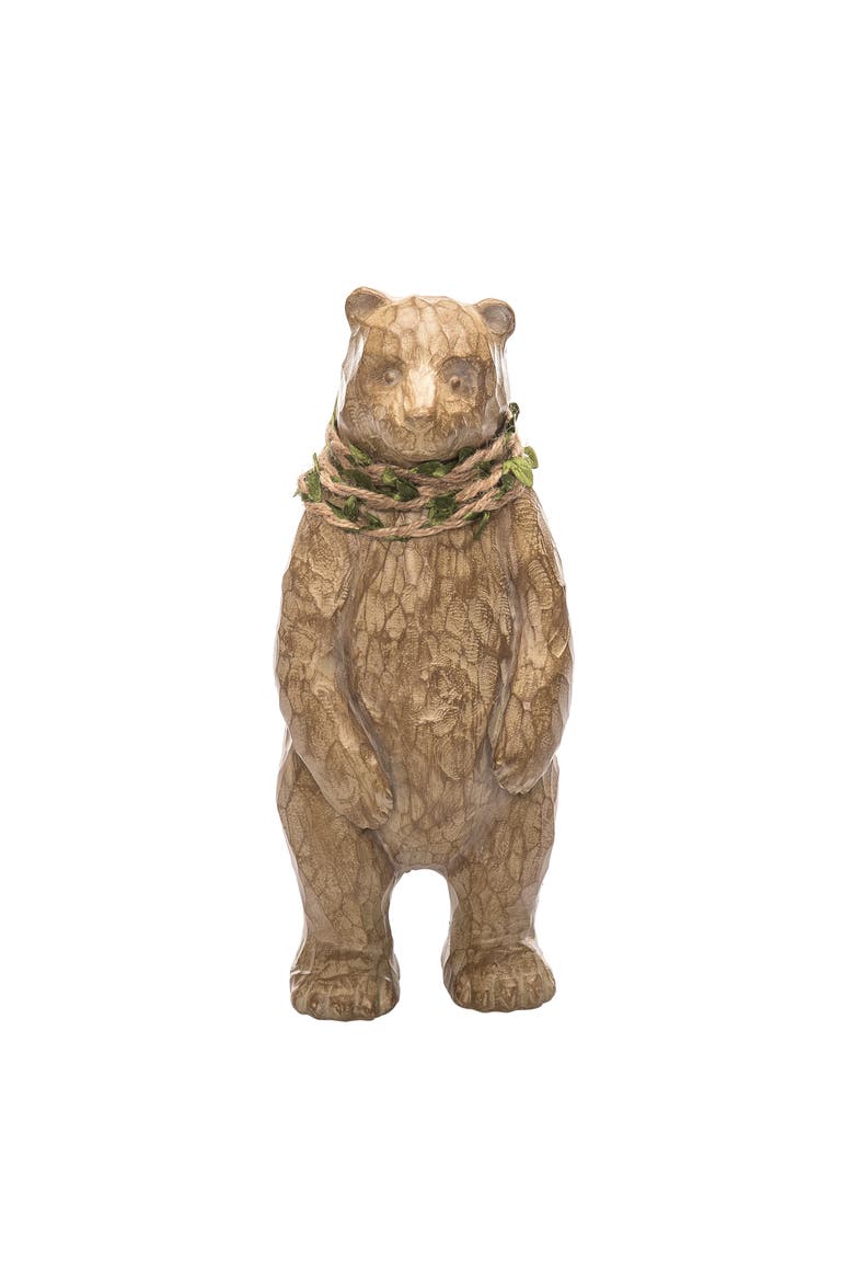 Brown Christmas Carved Bear Figurine for Holiday Decor, Main, color, Brown