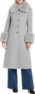 Vince Camuto Single Breasted Coat with Removable Faux Fur Collar & Cuffs