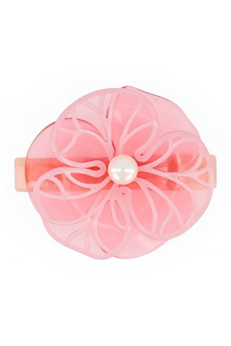 Boheme camelia acetate hair barette, Main, color, Pink
