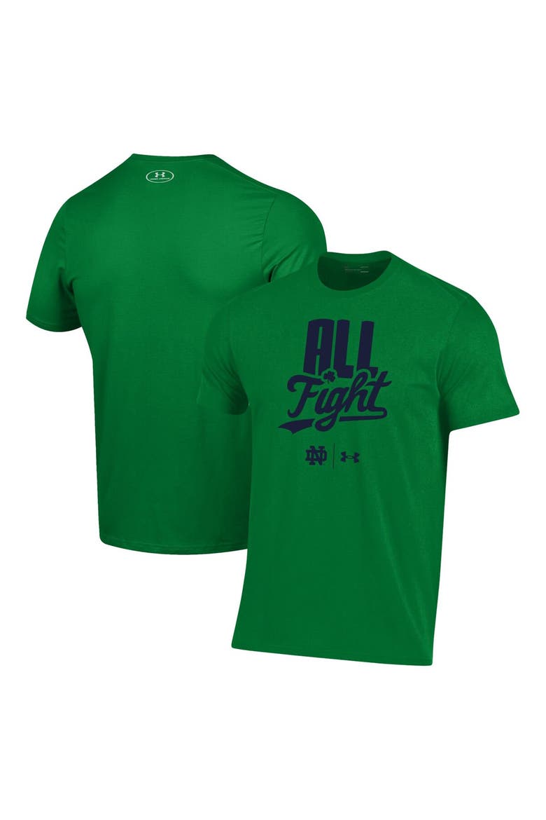 Men's Under Armour Green Notre Dame Fighting Irish All Fight T-Shirt, Main, color, Green