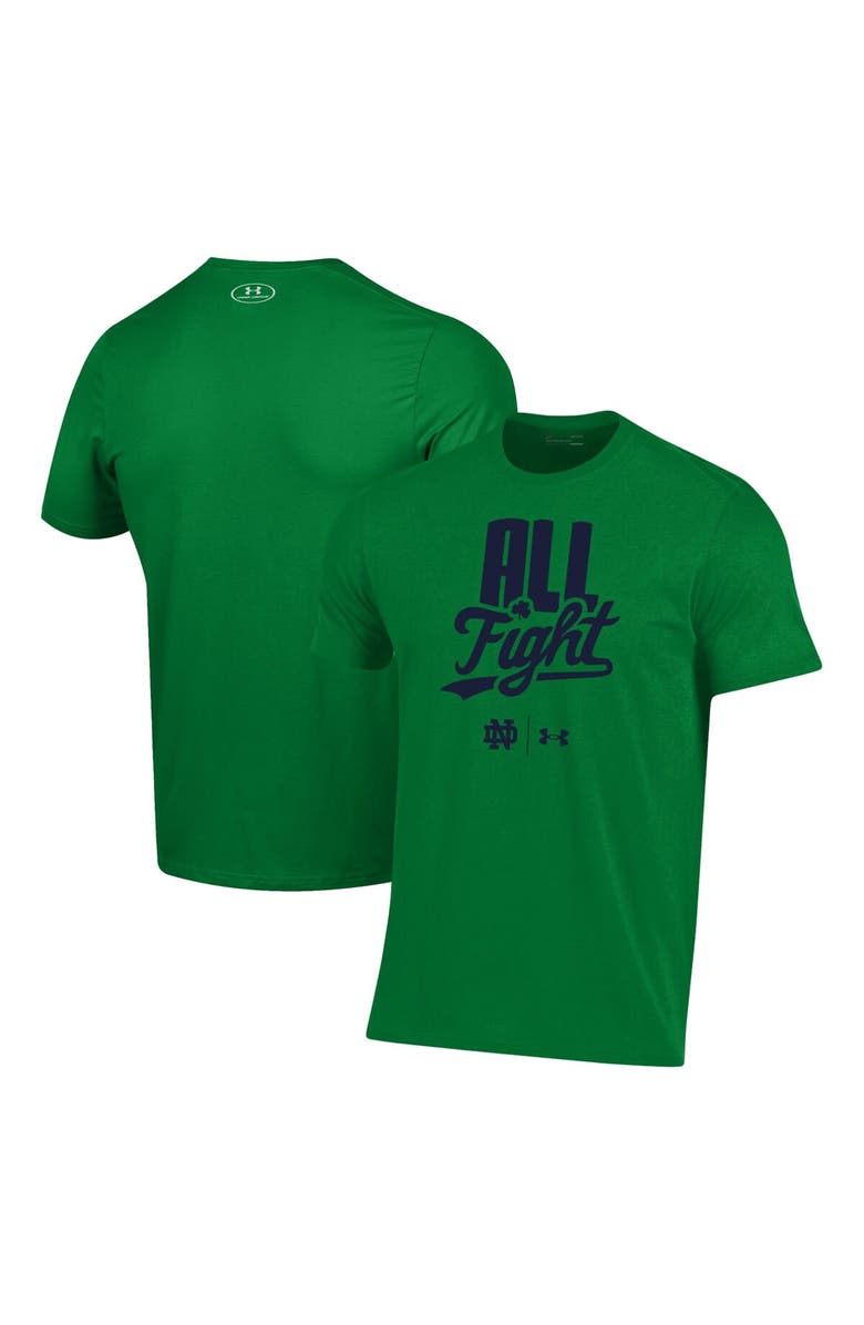 Under Armour Men's Under Armour Green Notre Dame Fighting Irish All Fight T-Shirt, Main, color,