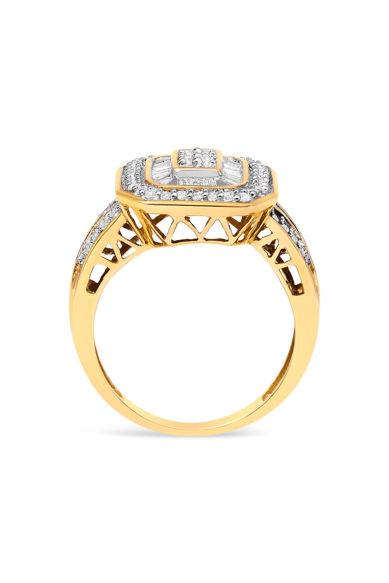 10K Gold 1.0 Cttw Diamond Double Halo Frame Cocktail Ring, Alternate, color, Yellow Gold