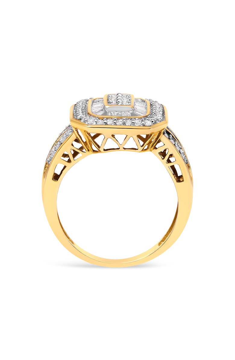 Haus of Brilliance 10K Gold 1.0 Cttw Diamond Double Halo Frame Cocktail Ring, Alternate, color, Yellow Gold