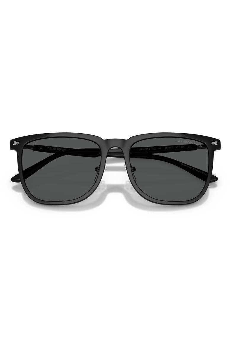 Emporio Armani 56mm Irregular Sunglasses, Alternate, color, Matte Black / Dark Grey