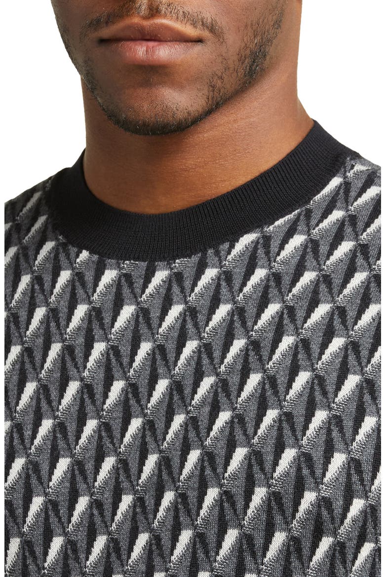 Geometric Virgin Wool Sweater, Alternate, color, GREY