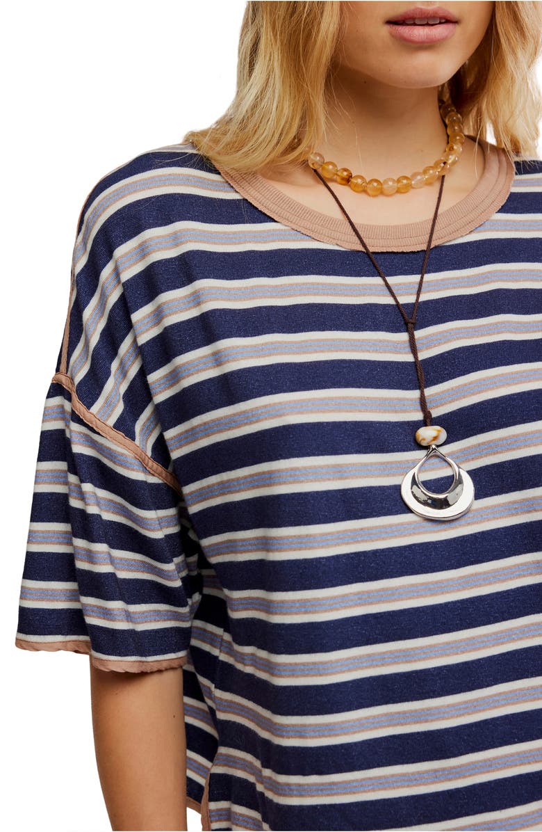 Free People Clean Rugby Stripe Cotton Top, Alternate, color, Navy Combo