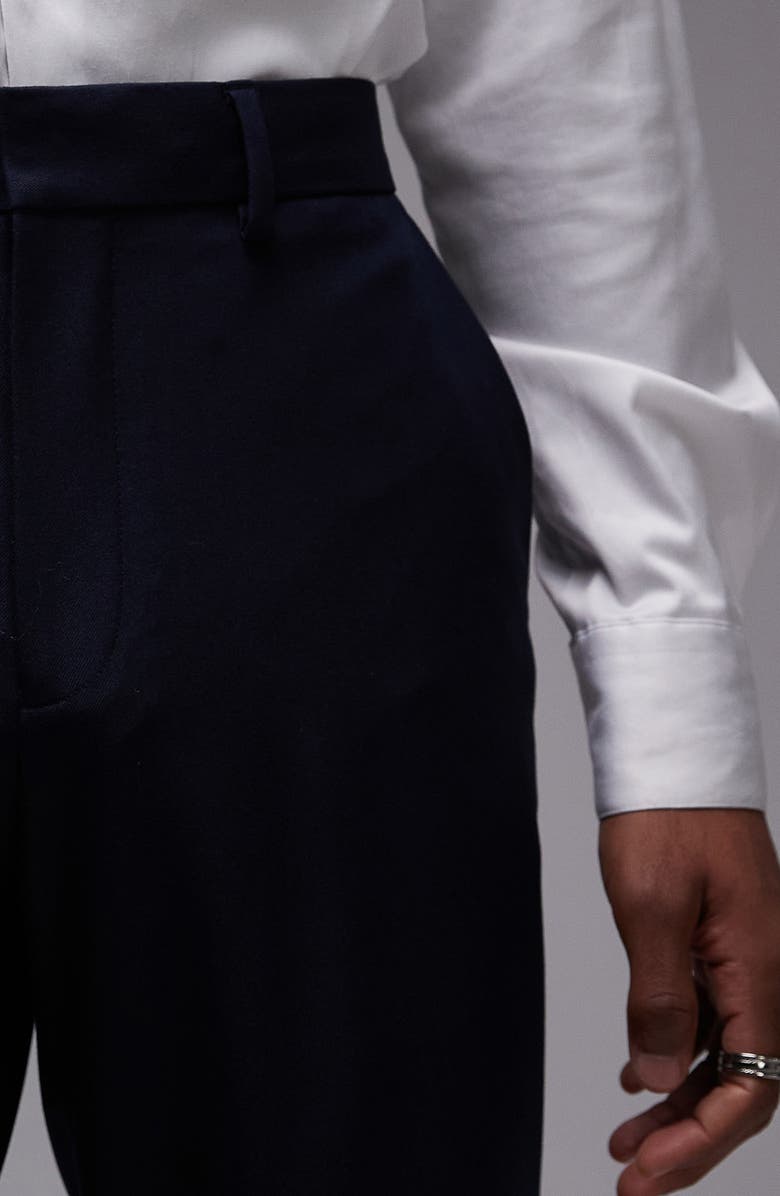 Slim Fit Navy Flat Front Stretch Suit Pants