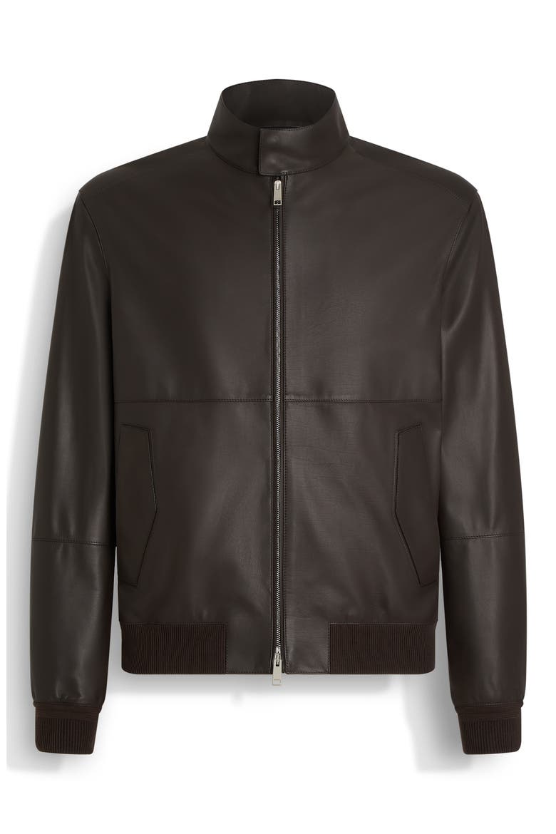 Leather Jacket, Alternate, color, DARK BROWN SOLID