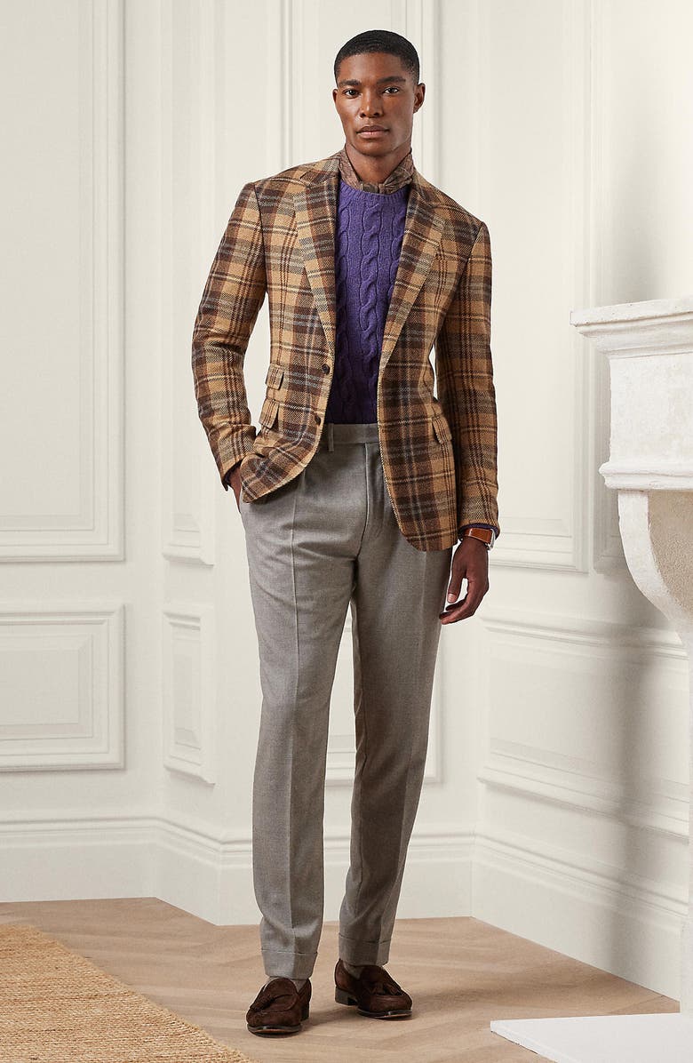 Ralph Lauren Purple Label Kent Plaid Wool Tweed Sport Coat, Alternate, color, 