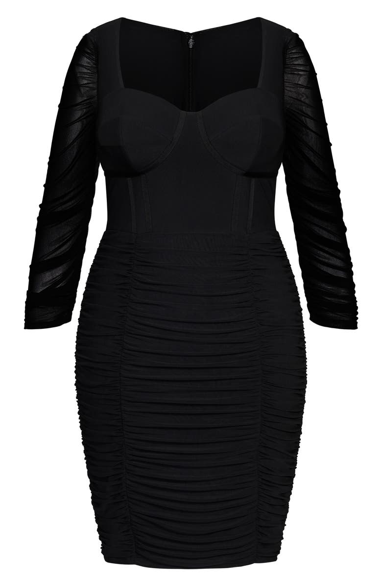 City Chic Three-Quarter Sleeve Bustier Minidress, Alternate, color, Black