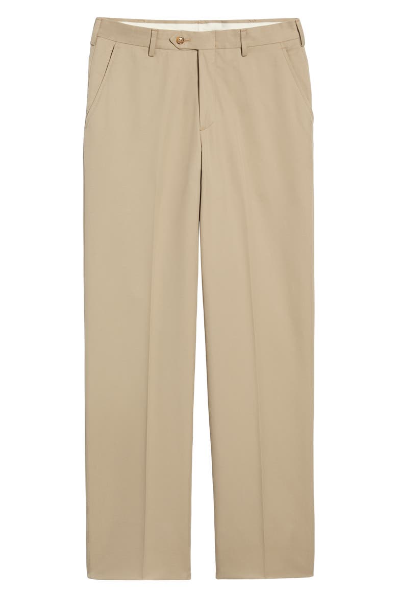 Classic Fit Flat Front Microfiber Performance Trousers, Alternate, color, TAN