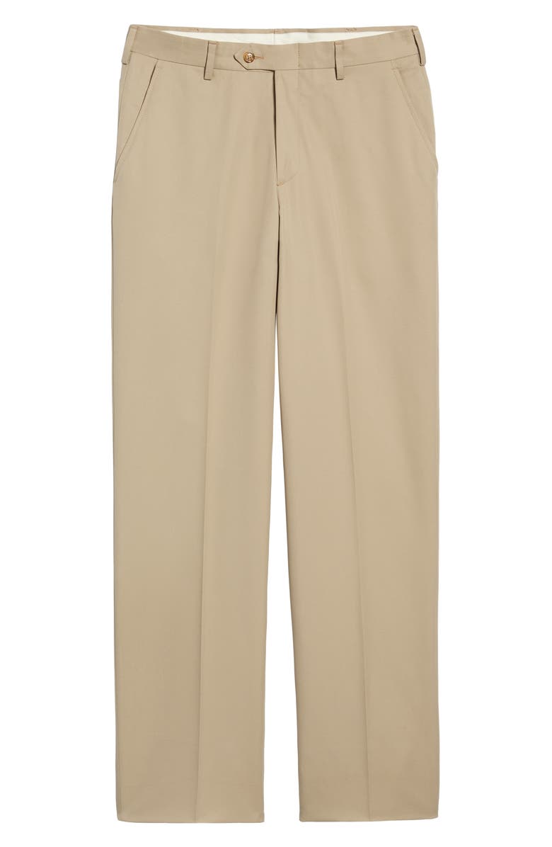 Berle Classic Fit Flat Front Microfiber Performance Trousers, Alternate, color, Tan